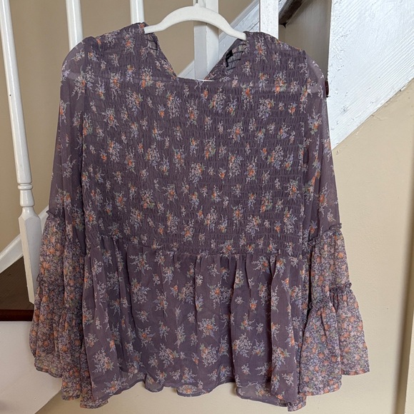 American Eagle Outfitters Tops - American Eagle Outfitters Floral Blouse in Lavender and Peach